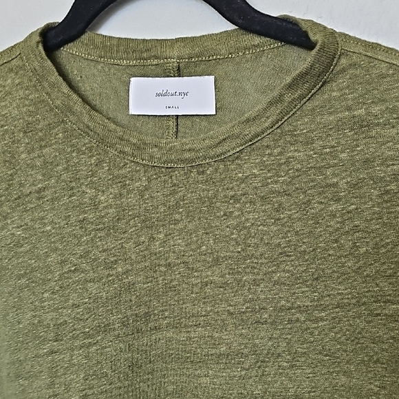 Soldout NYC Olive Green Linen Short Sleeve Casual Slub The Perfect Tee Small - Picture 3 of 6